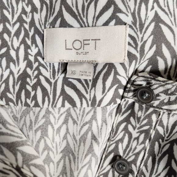 Loft Womens Gray/White Foliage Print Sleeveless Cinch Tie Waist Dress-Size XS - Picture 6 of 7